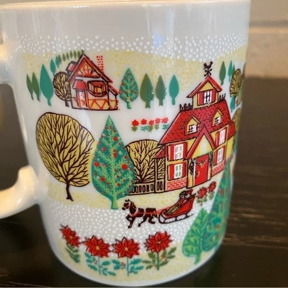 Vintage Otagiri Japan Gibson Greetings Coffee Mug Lot 5” Winter Holiday Scene - Picture 2 of 6